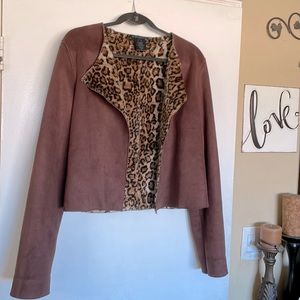 ❤️ BCBG for Nordstrom faux suede and faux leopard fur lined jacket
